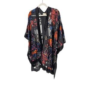 Velvet Burnout Floral Open Kimono One Size Hippie Fairy Dark Romantic Whimsigoth